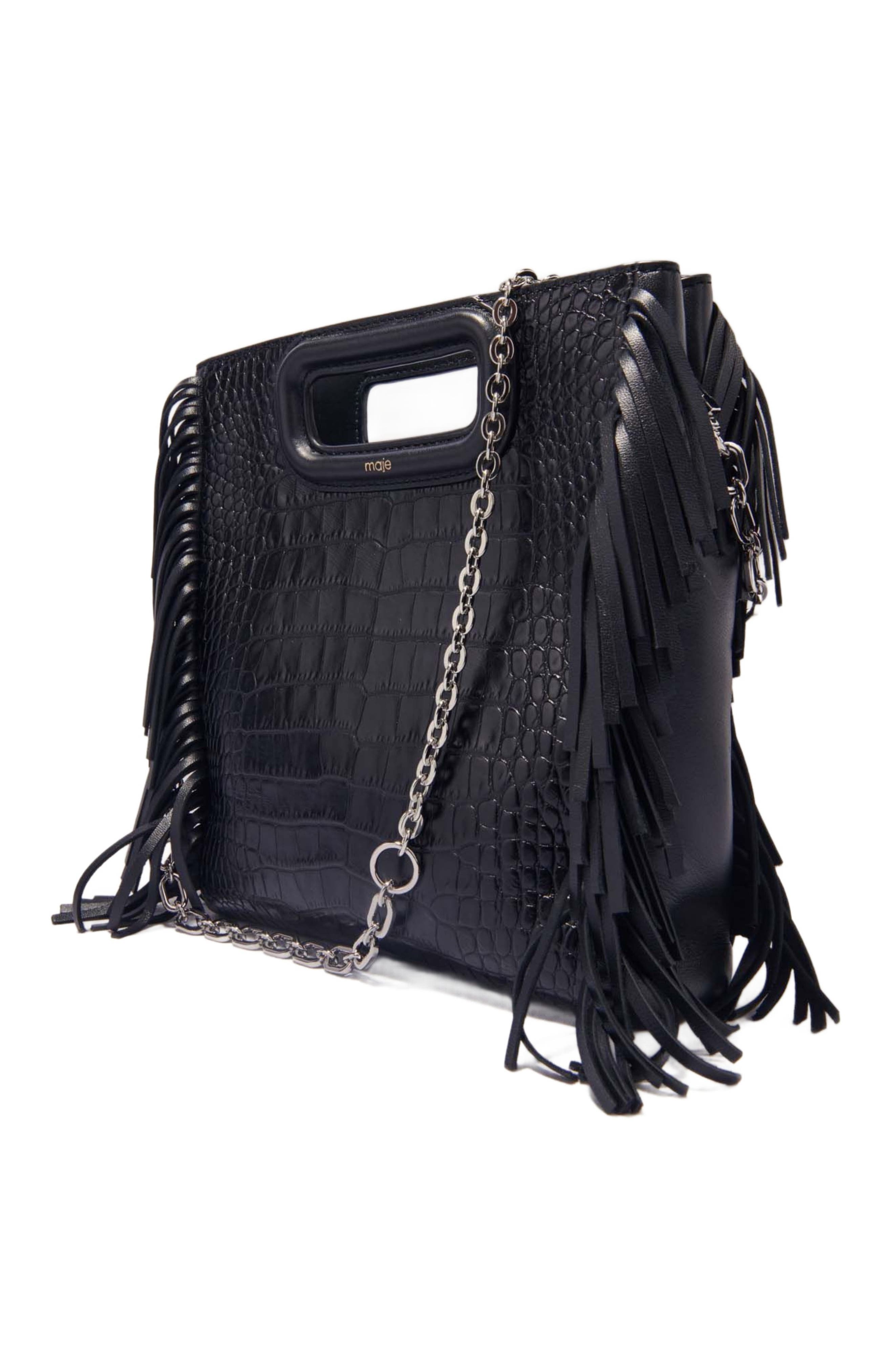 Crocodile-effect leather M bag, Alternate, color, Black
