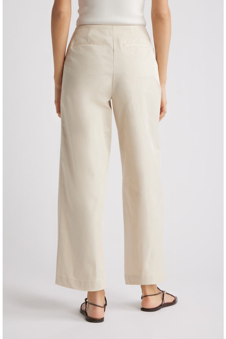 High Waist Stretch Cotton Wide Leg Pants, Alternate, color, BEIGE OATMEAL