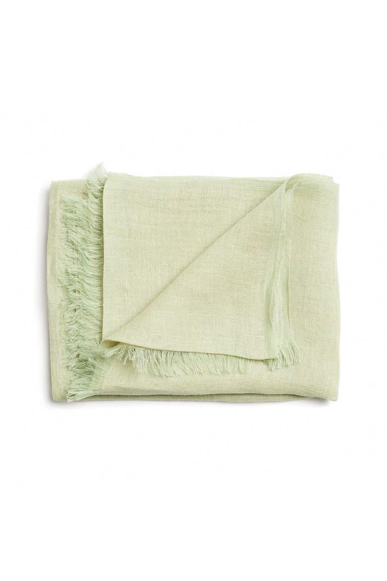 Oat Beige Hand Woven Linen Scarf, Main, color, Green/Beige
