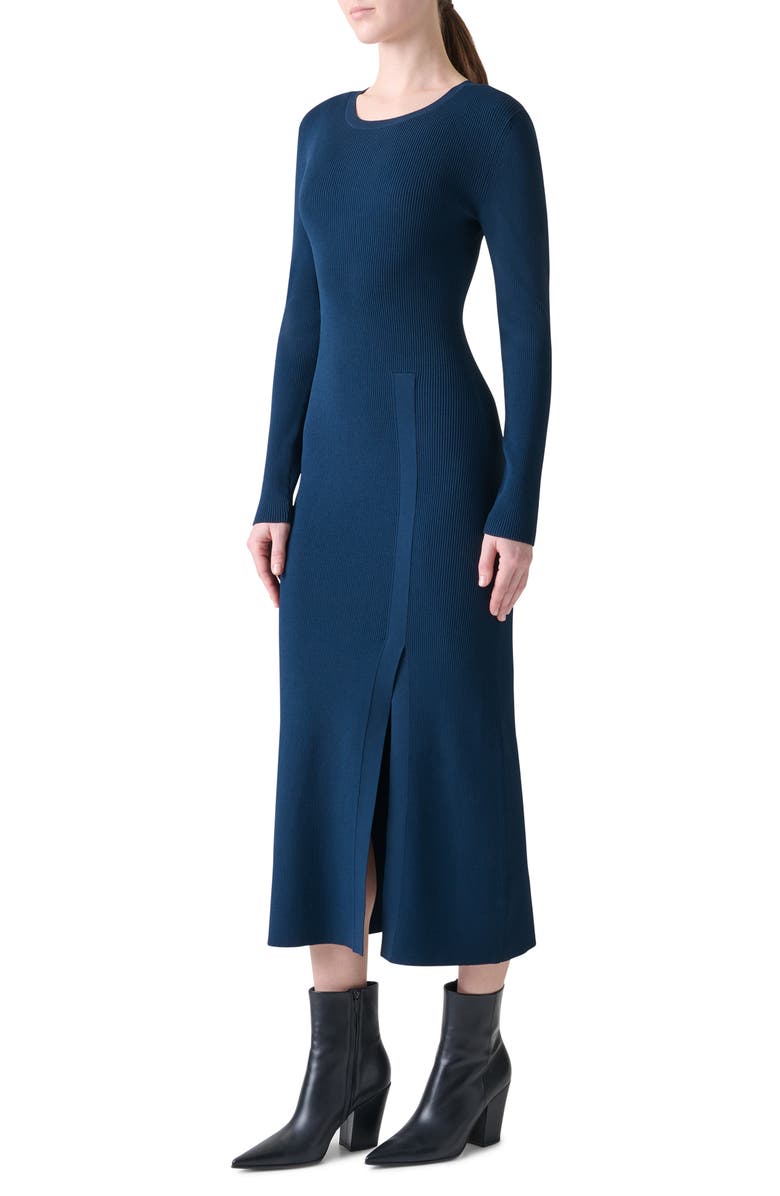 Akris Long Sleeve Knit Tube Dress, Alternate, color, Denim