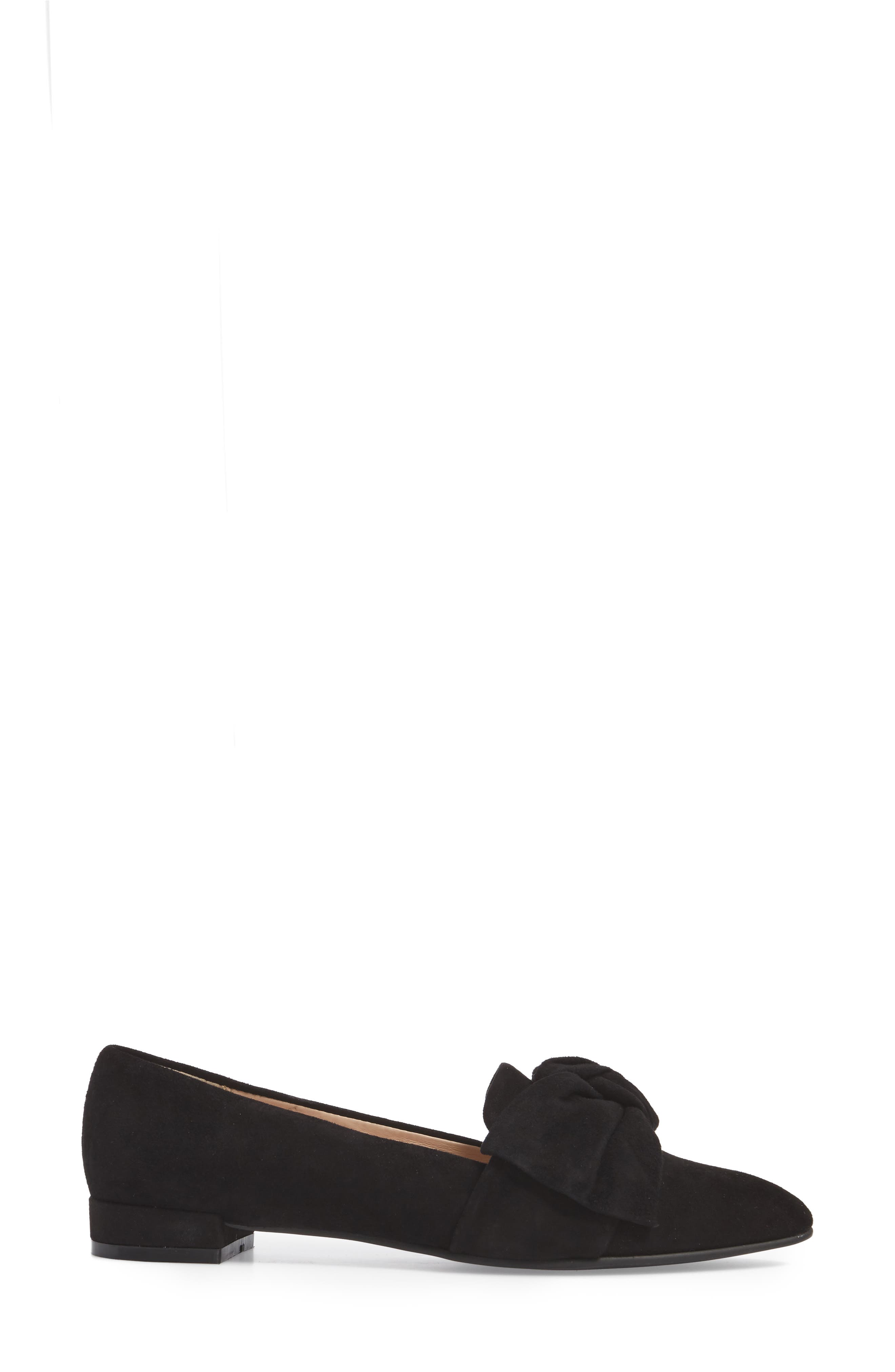 Kari Bow Loafer, Alternate, color, BLACK SUEDE