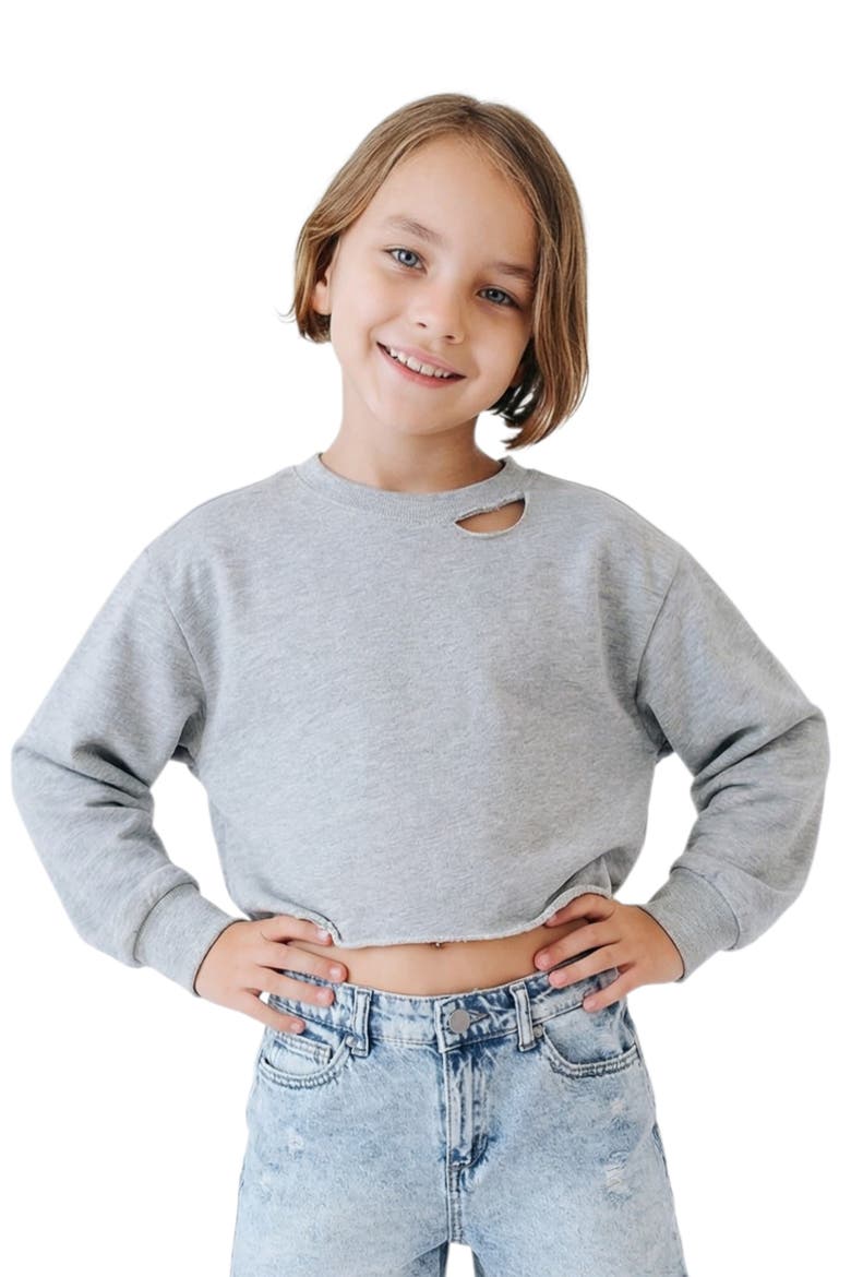 Kids' French Terry Relaxed Fit Sweatshirt, Alternate, color, HEATHER GREY