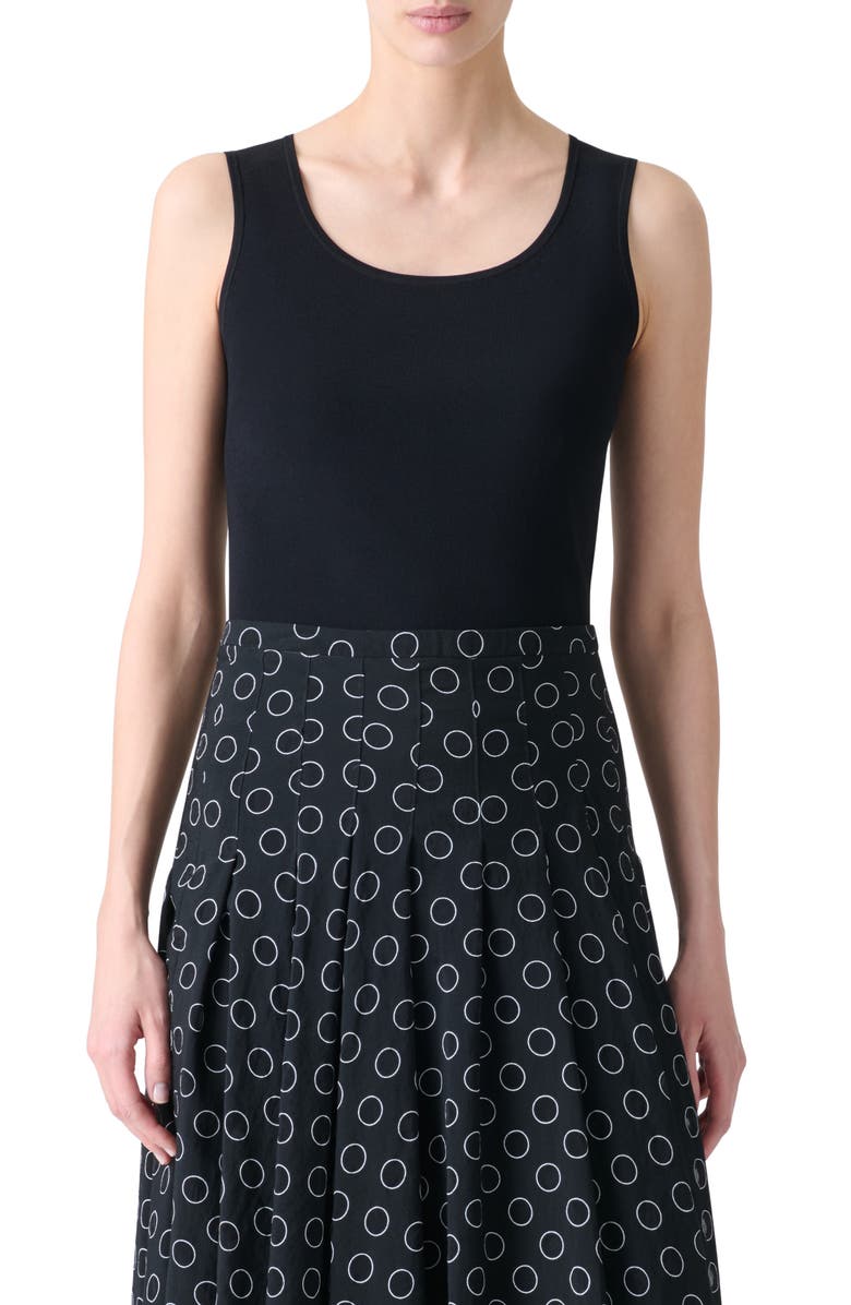 Akris punto Fitted Sweater Tank, Main, color, Black