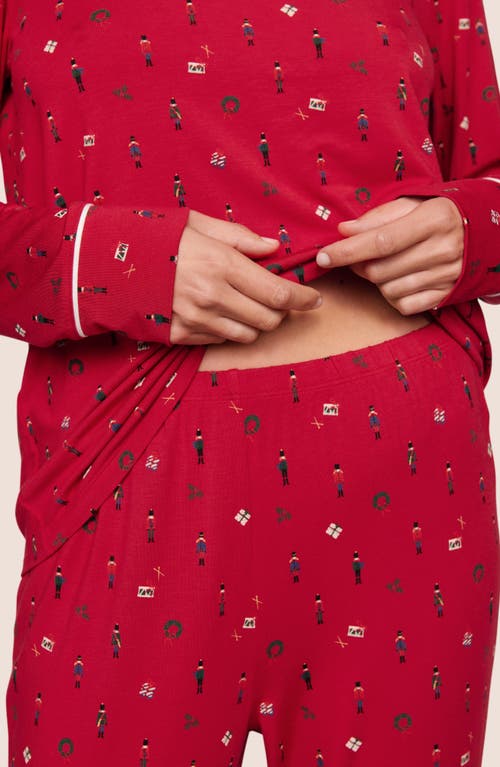 Eberjey Gisele Print Stretch Modal Long Pajamas In Red