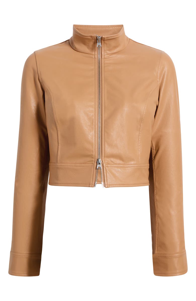 Commando Faux Leather Crop Biker Jacket, Alternate, color, Camel