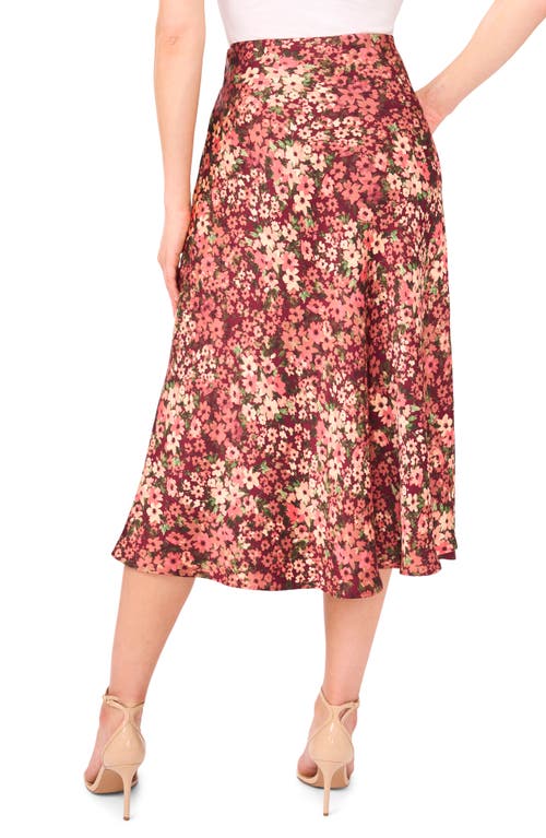 Cece Bias Cut Satin Midi Skirt In Multi
