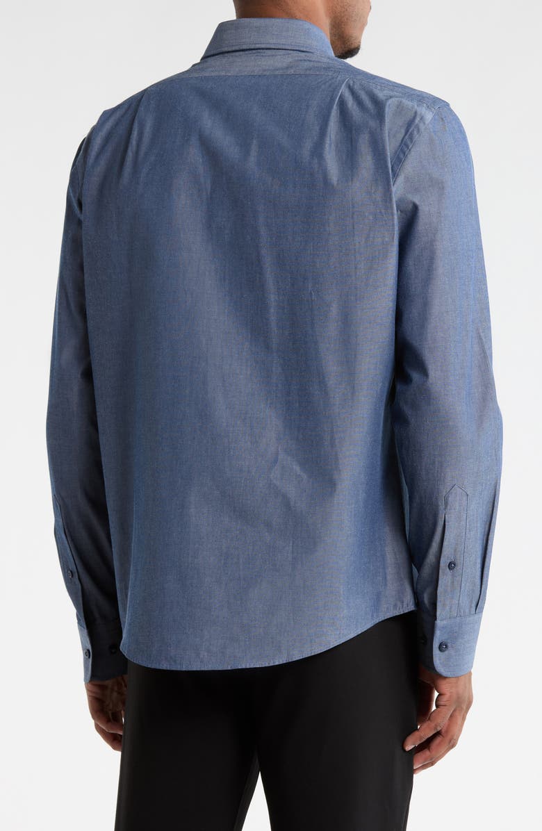 Vince Classic Button Front Long Sleeve Cotton Dress Shirt, Alternate, color, Navy