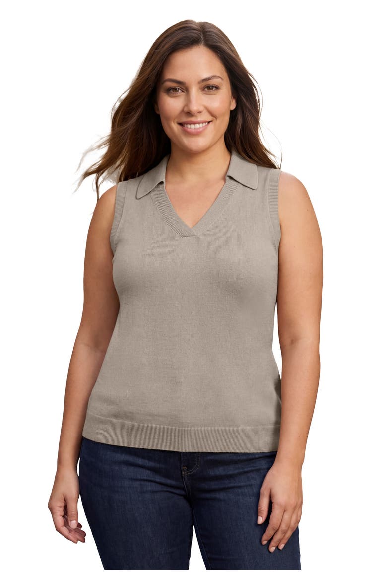 Sleeveless Pullover Polo Sweater, Main, color, SOFT TAN