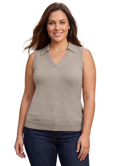 Sleeveless Pullover Polo Sweater (Plus)