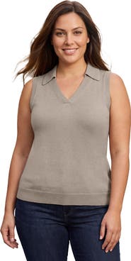 Jessica London Sleeveless Pullover Polo Sweater