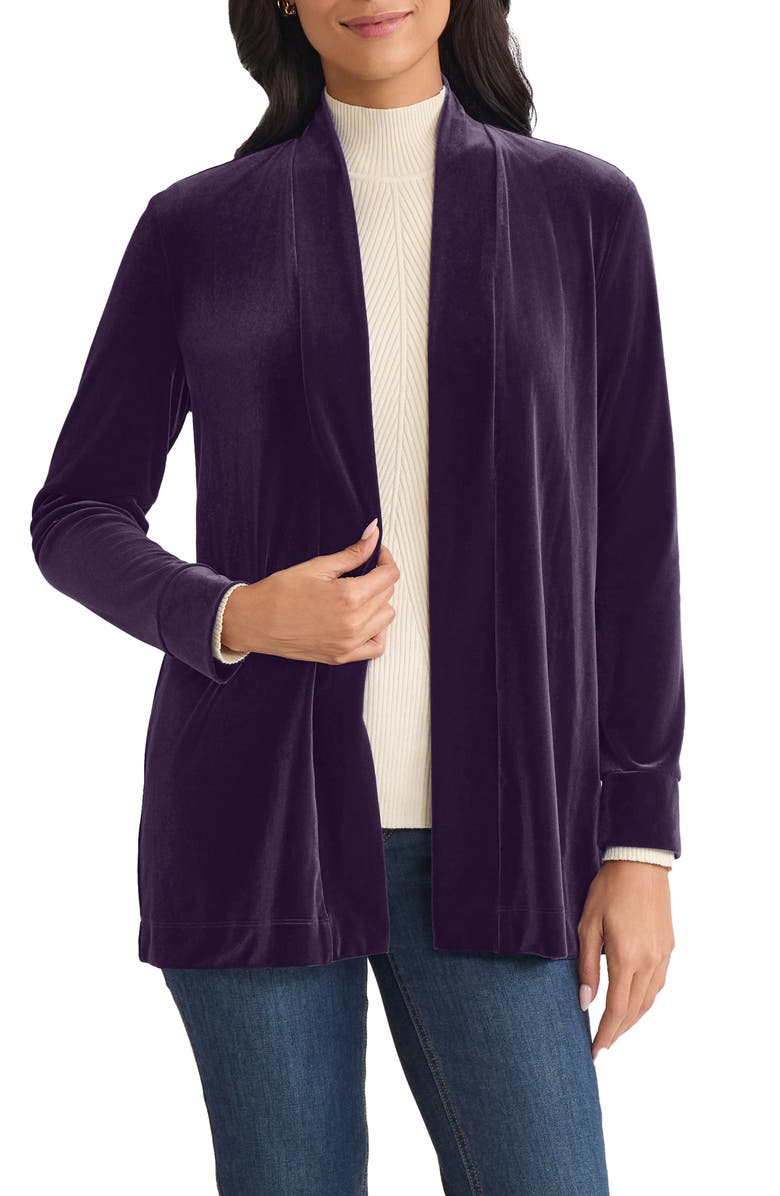 Jones New York Open Front Cardigan, Main, color, Aubergine