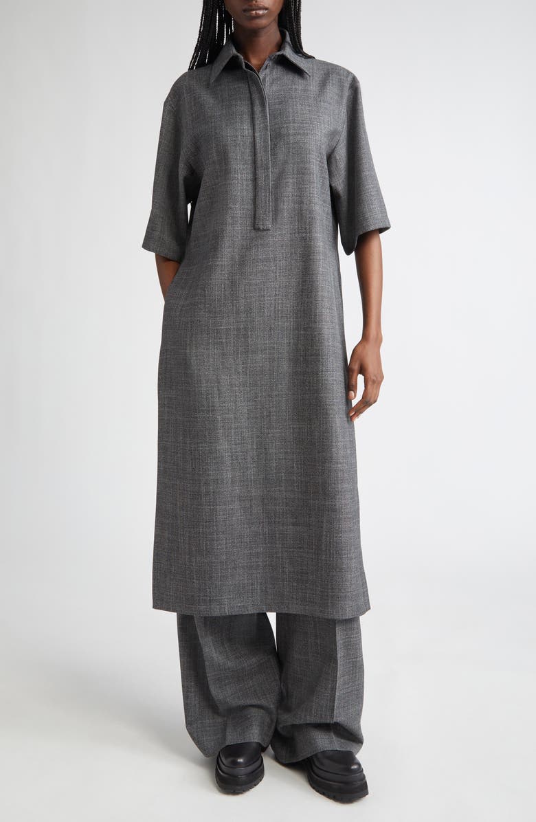 Michael Kors Collection Wool & Silk Jaspé Twill Tunic, Main, color, Graphite Multi