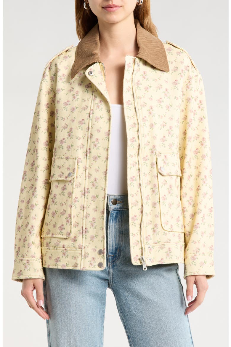 Floral Print Chore Coat, Main, color, BUTTER FLOWER