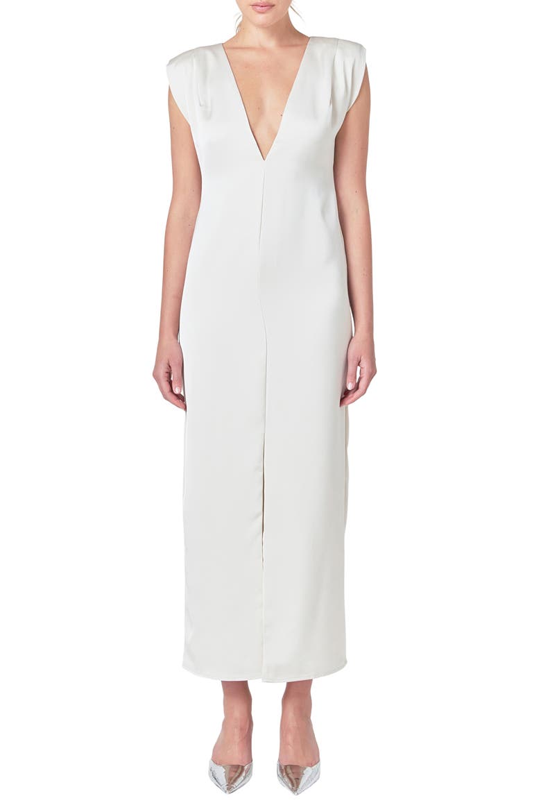 Deep V-Neck Maxi Dress, Main, color, CHAMPAGNE