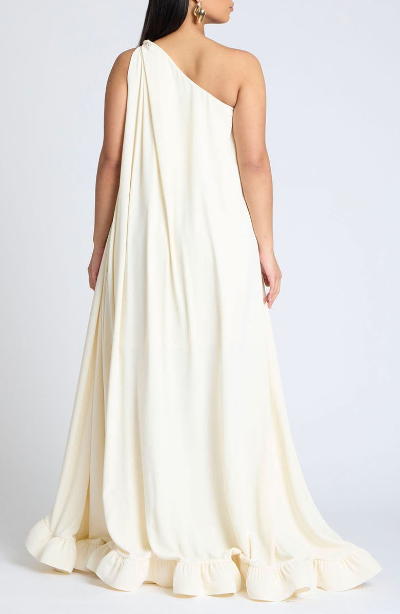 ELOQUII Dramatic One-Shoulder Ruffle High-Low Gown, Alternate, color, 