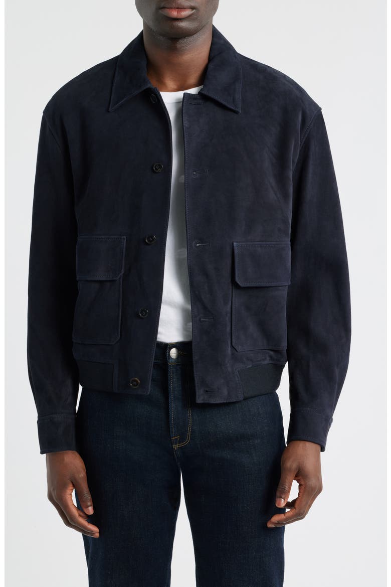 Suede Jacket, Main, color, DARK NAVY
