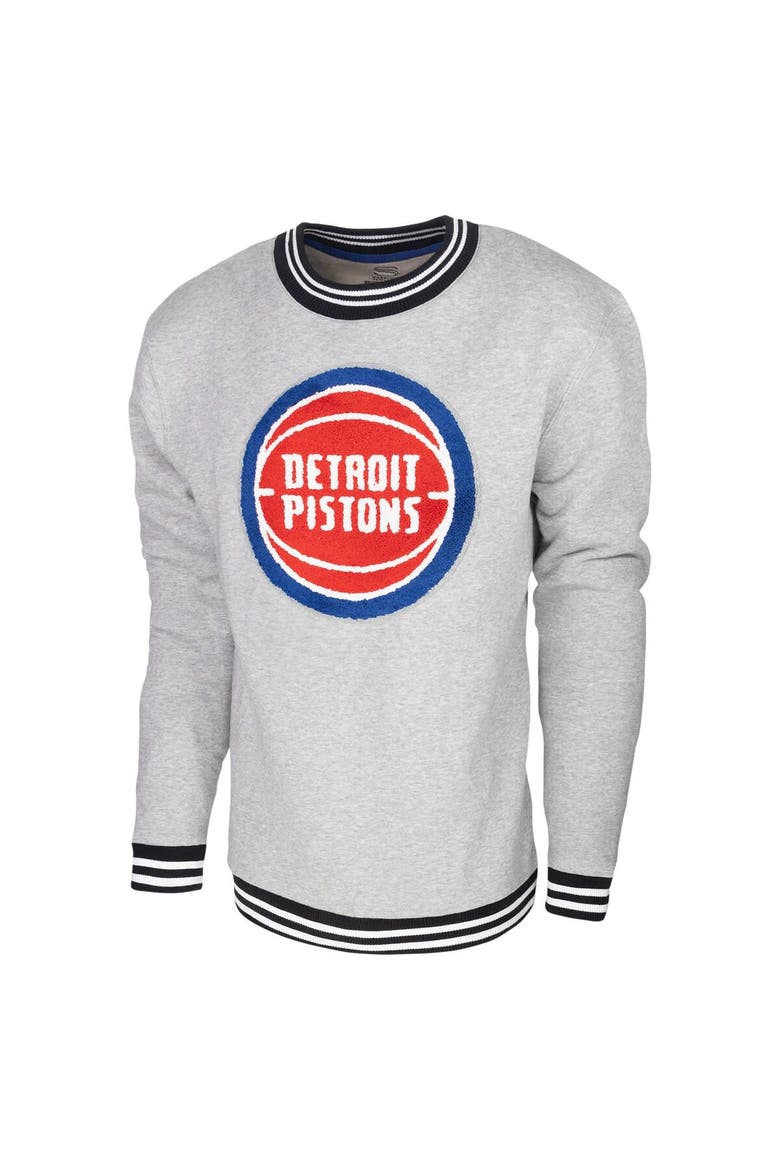 Men's Stadium Essentials Heather Gray Detroit Pistons Club Level Pullover Sweatshirt, Alternate, color, Heather Gray