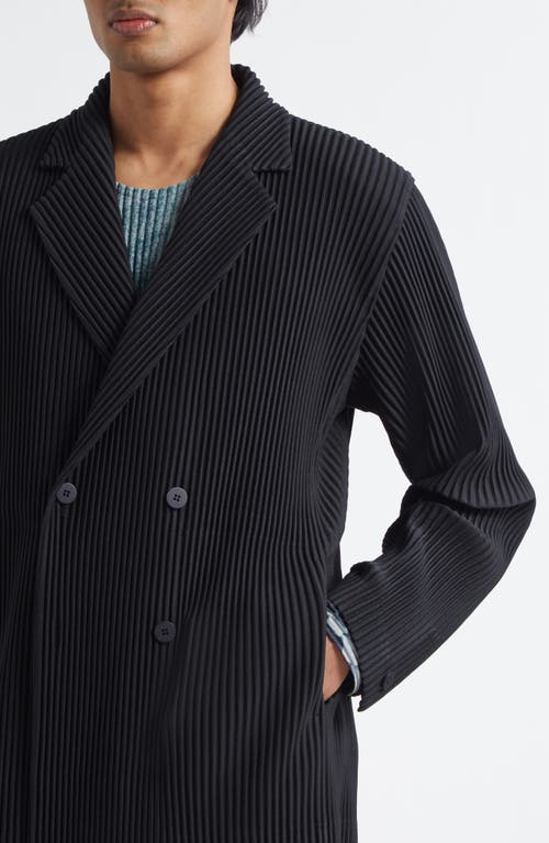 Issey Miyake Double-breasted Textured Fabric Jacket In Black