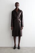 COS Croc-effect Leather Long Coat