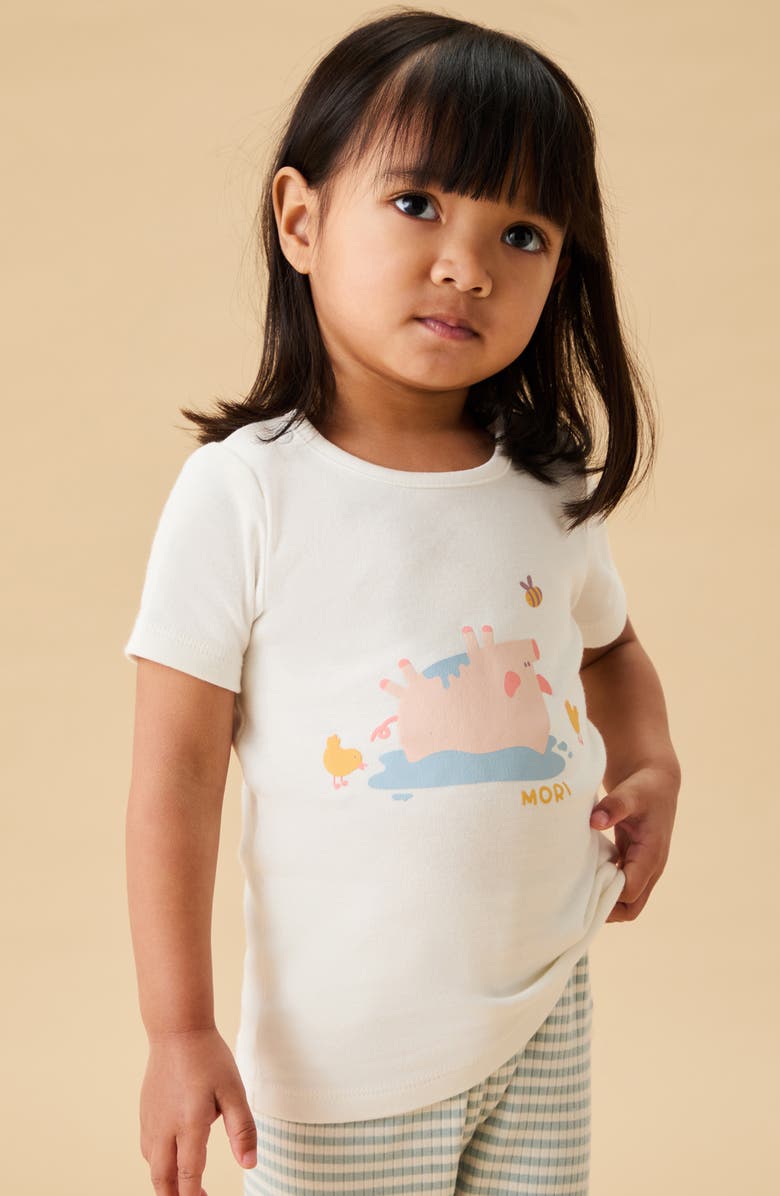 MORI Happy Pig Fitted Two-Piece Pajamas, Alternate, color, 