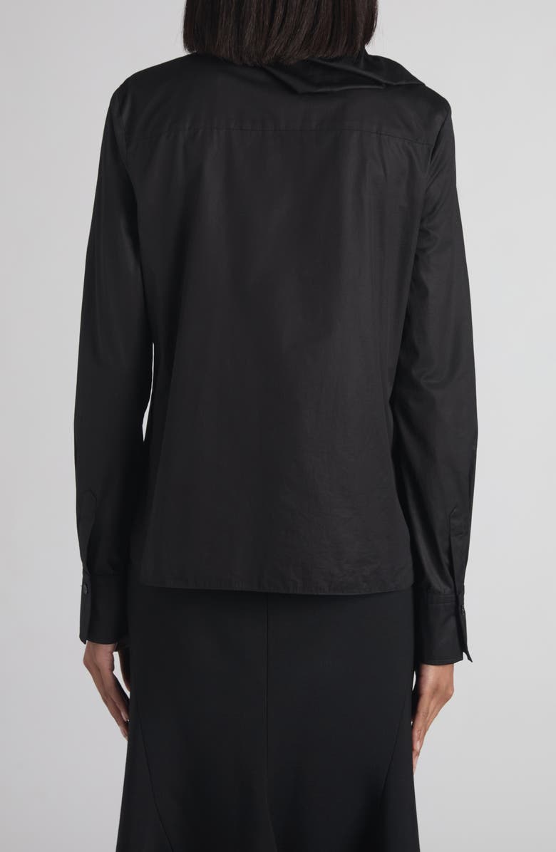 McQueen Ruffle Bow Cotton Shirt, Alternate, color, Black