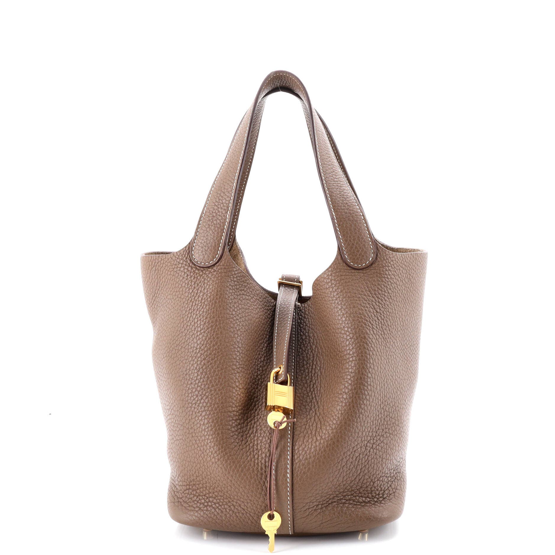 Pre-Owned Hermes Picotin Lock Bag Clemence MM, Main, color, Etoupe