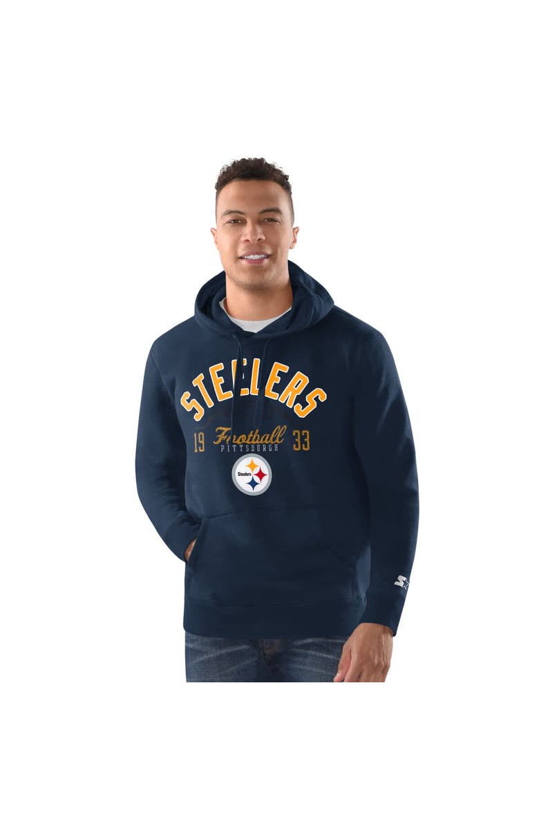 STARTER Men's Starter  Navy Pittsburgh Steelers Pullover Hoodie, Alternate, color, Navy