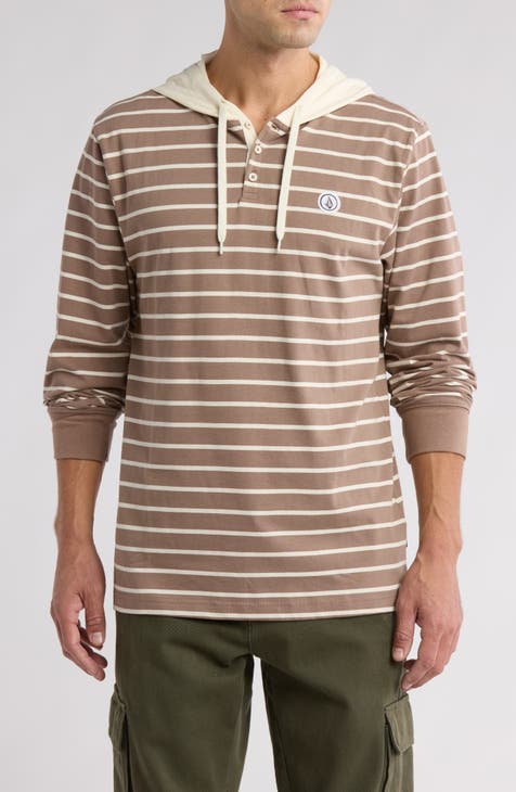 Ballast Stripe Cotton Henley Hoodie