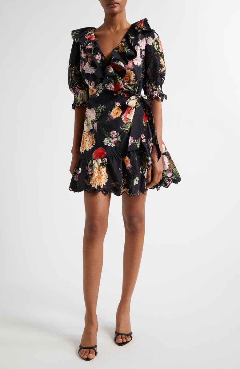 Camilla Adorned in Alexandria Floral Organic Cotton Wrap Dress, Main, color, 