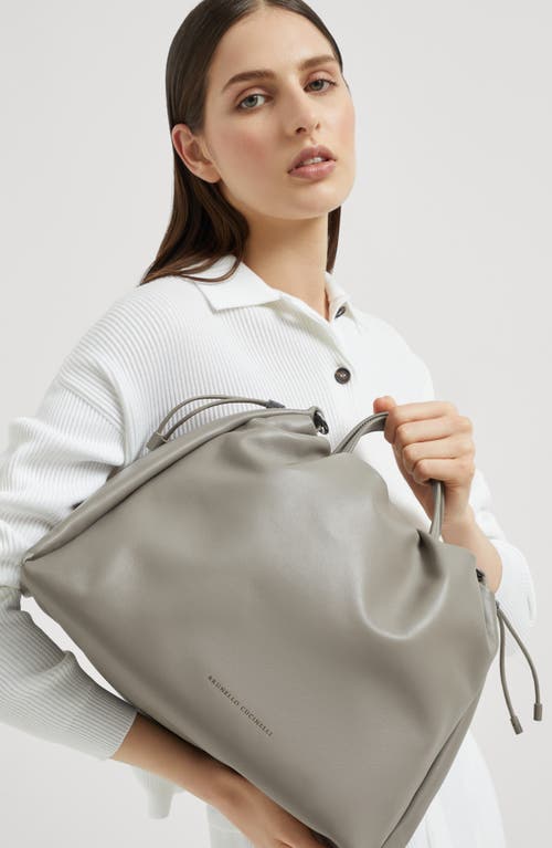 BRUNELLO CUCINELLI BRUNELLO CUCINELLI LARGE SOFT LEATHER MELLOW SHOPPER BAG 
