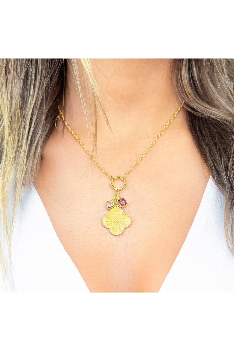 Clover Charm Necklace, Alternate, color, Gold-Plated Sterling Silver