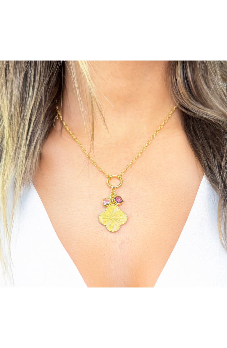 The Lovery Fine Jewelry Clover Charm Necklace, Alternate, color, Gold-Plated Sterling Silver