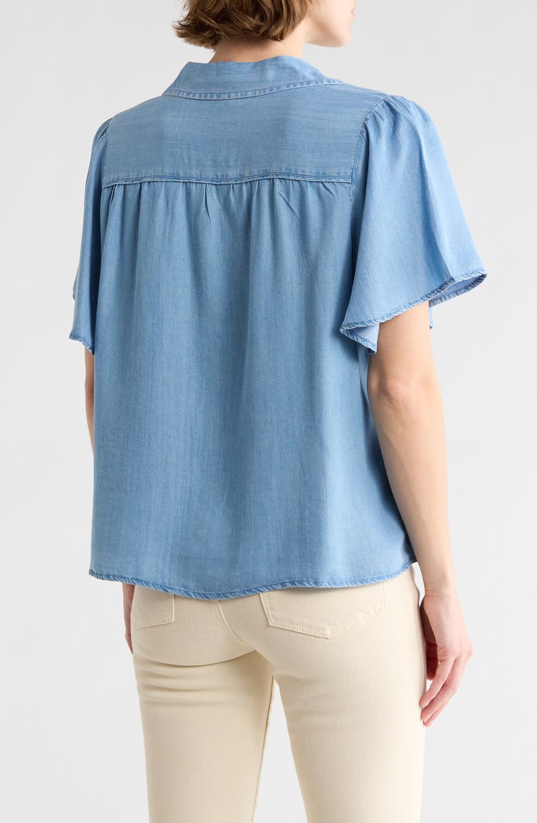 beachlunchlounge Greyson Short Sleeve Denim Button-Up Shirt, Alternate, color, Light Wash
