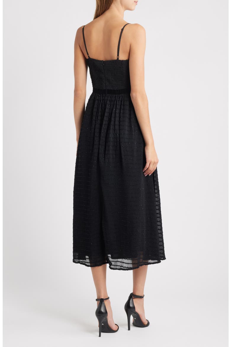 Crystal Bow Detail Metallic Dress, Alternate, color, BLACK