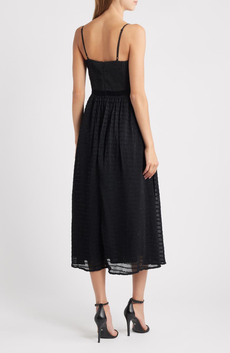 MOON RIVER Crystal Bow Detail Metallic Dress, Alternate, color, Black