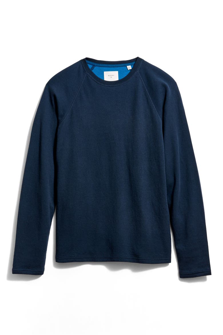Long Sleeve Cotton & Modal Crewneck T-Shirt, Main, color, CARBON BLUE