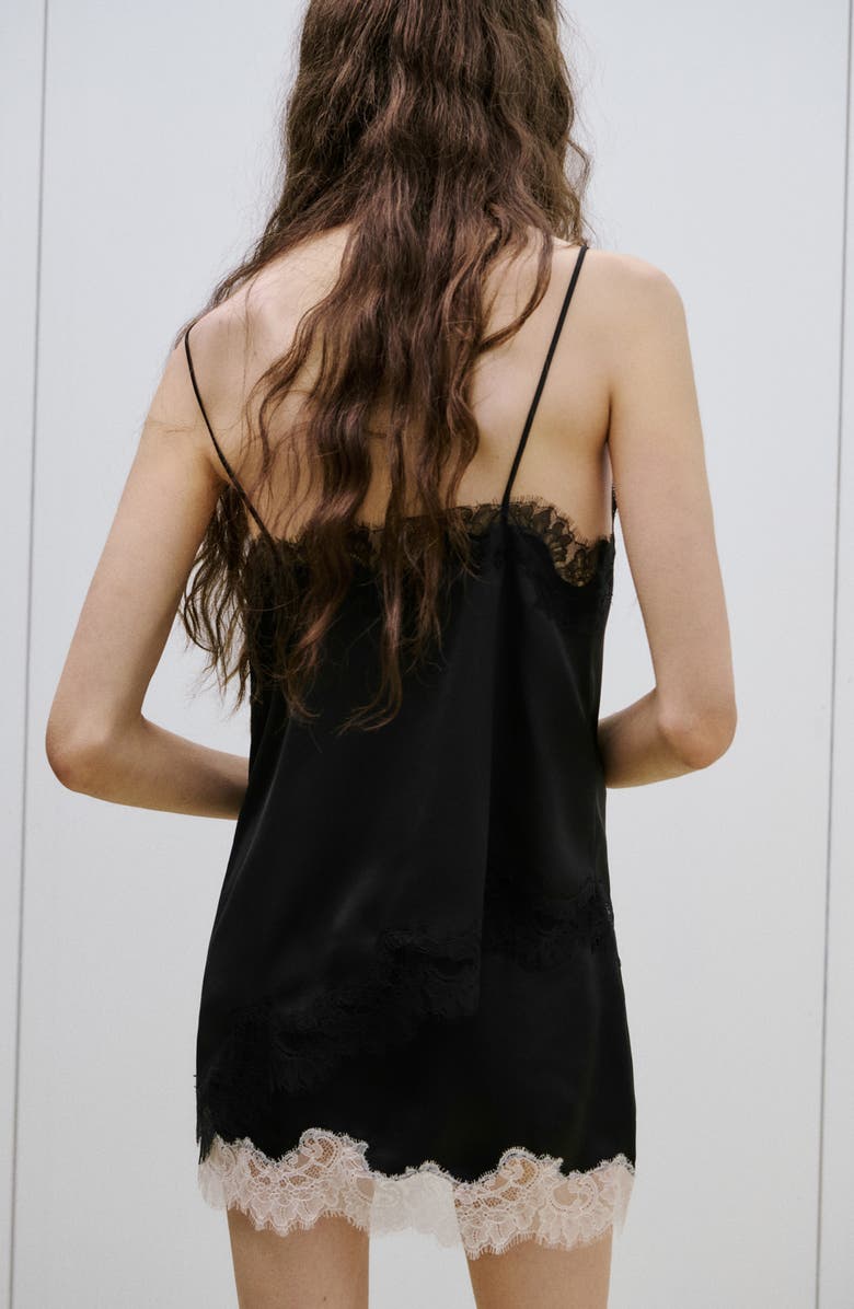 MANGO Tity Lace Trim Camisole, Alternate, color, Black