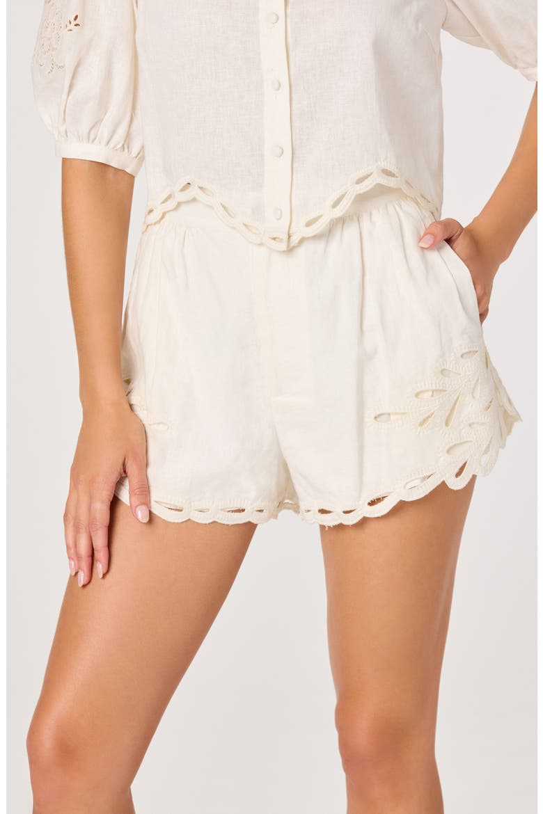 Joellyn Embroidered Cotton Shorts, Alternate, color, WHITE