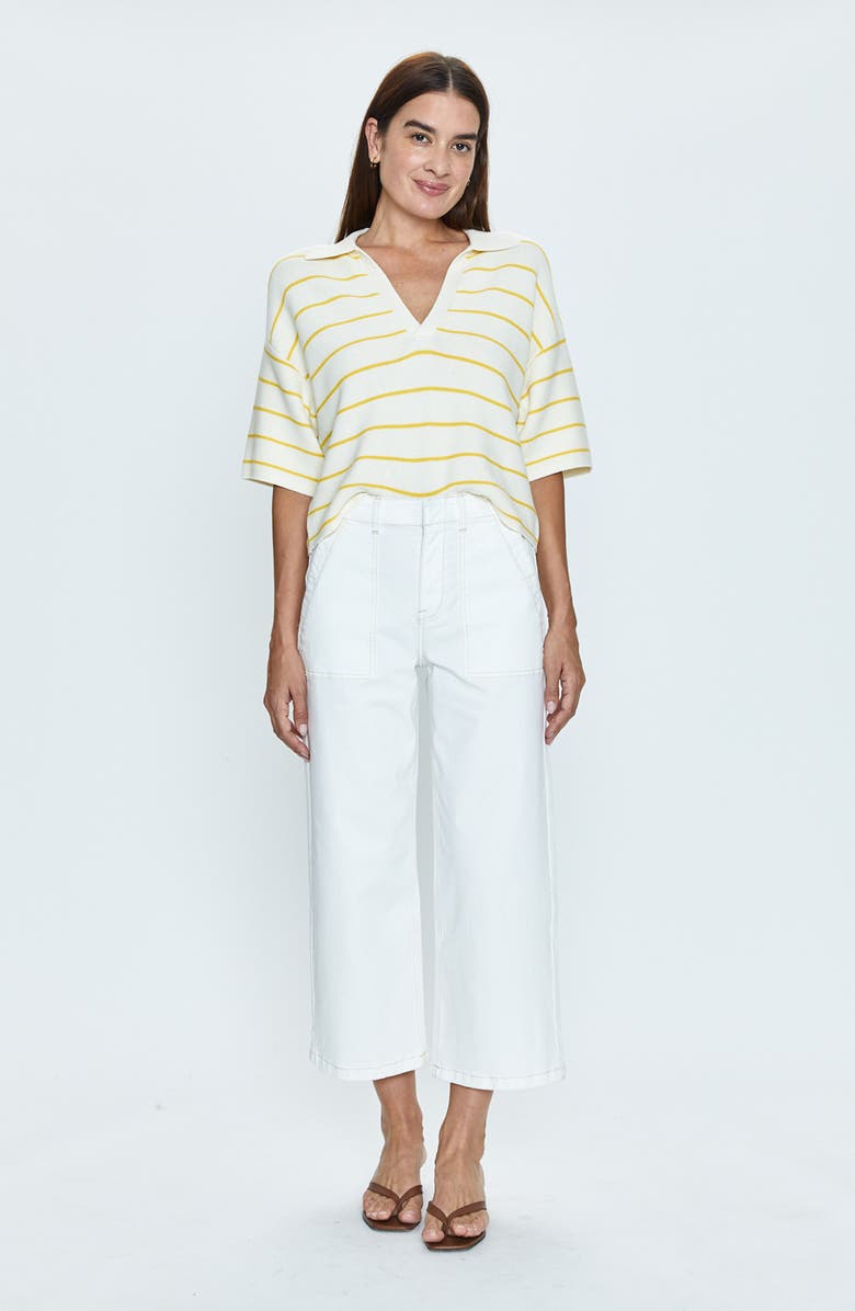 Pistola Sophia Stretch Cotton Ankle Wide Leg Pants, Alternate, color, Le Blanc