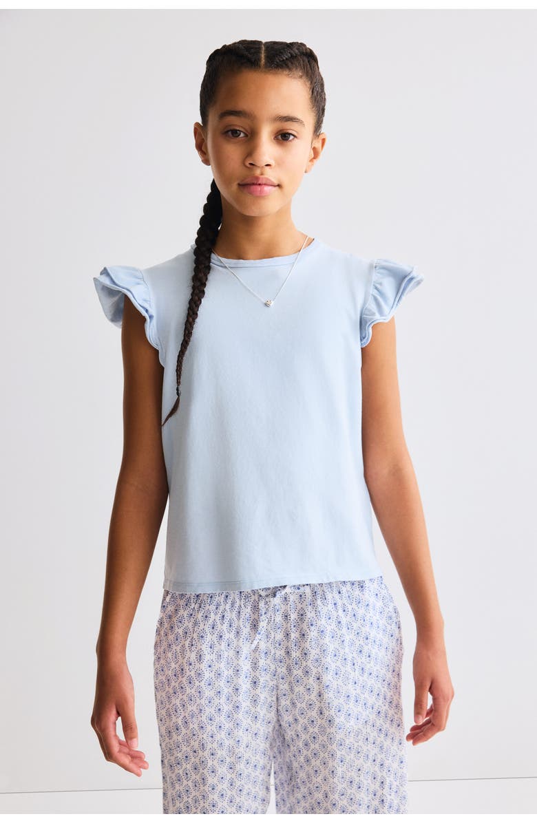 H&M Flutter-sleeved top, Main, color, Light Blue
