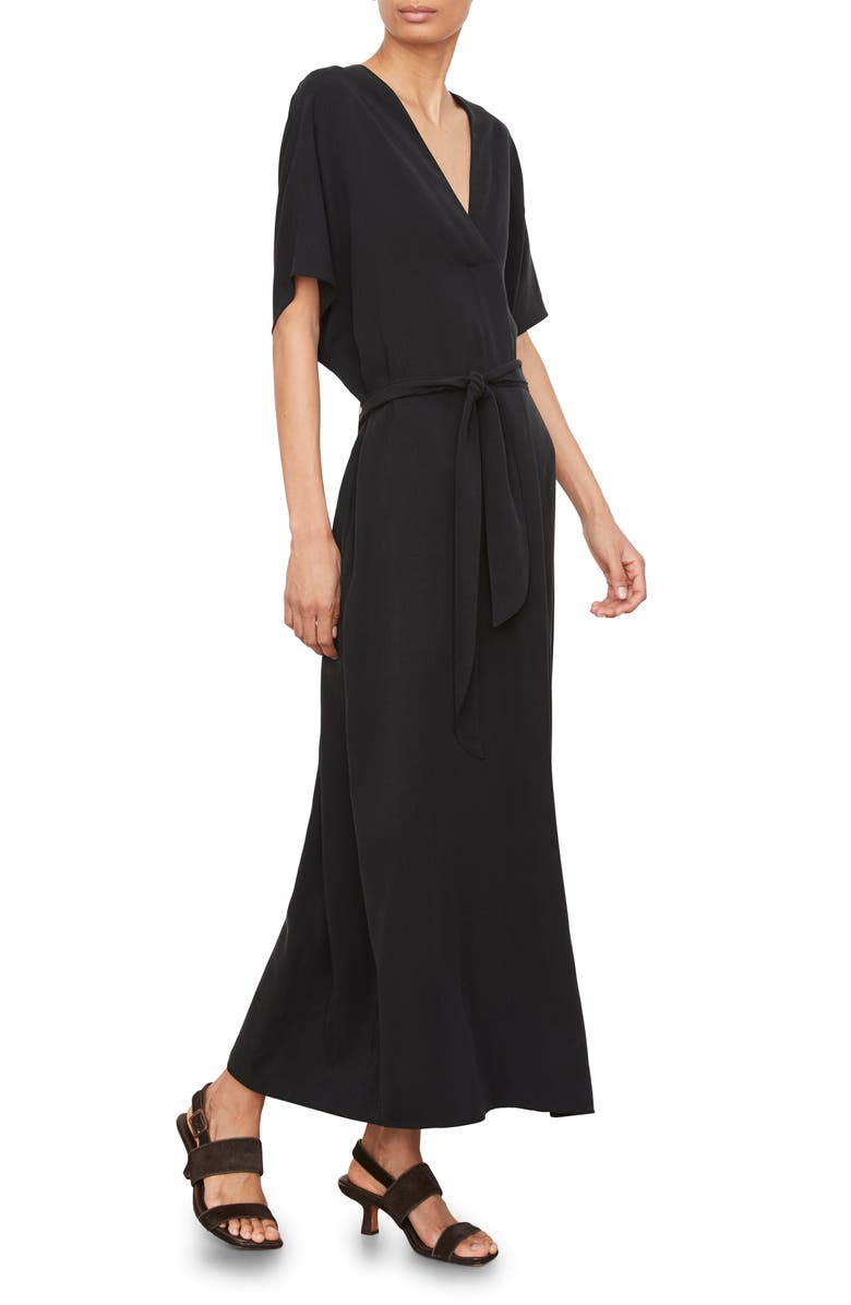 Vince Belted V-Neck Dress, Alternate, color, Black