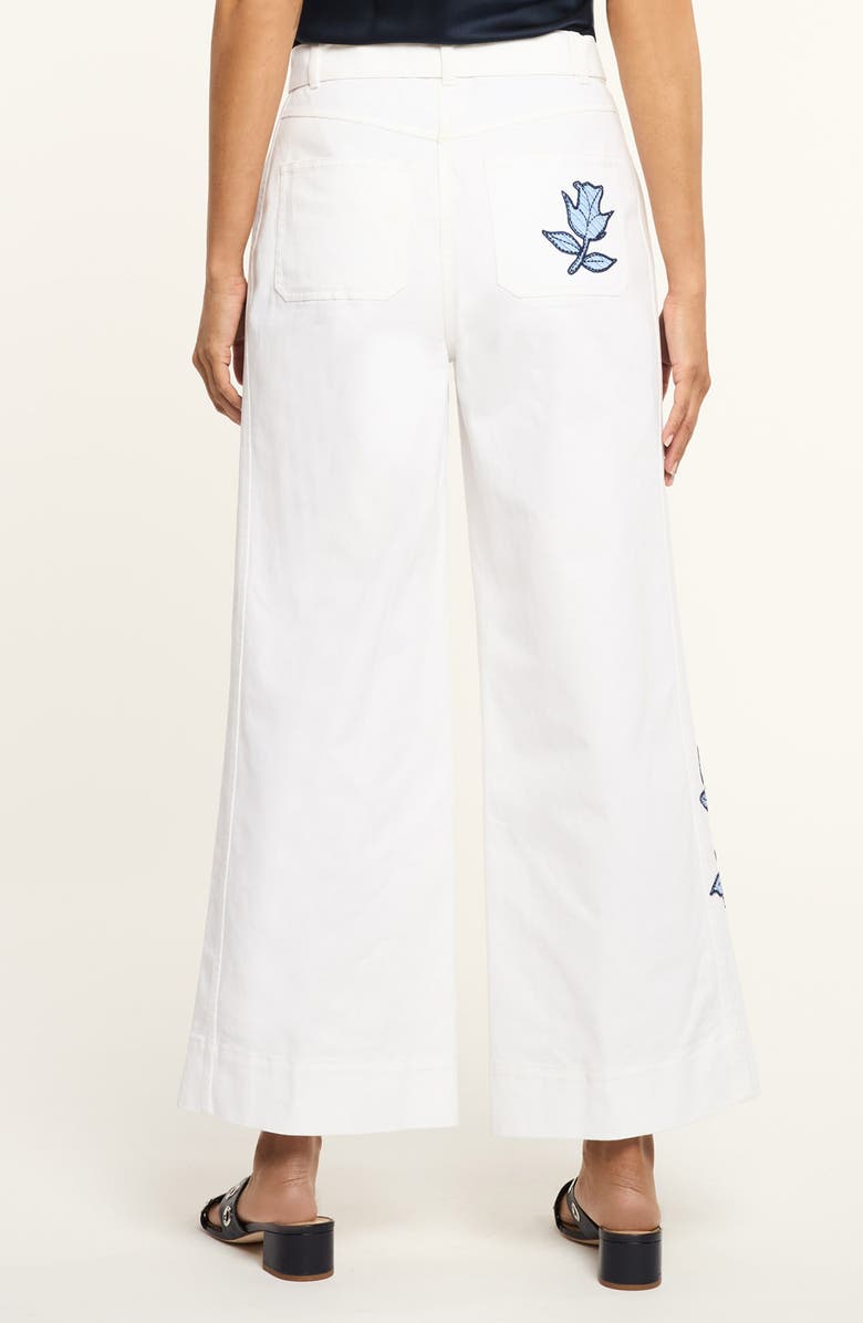 Cinq à Sept Mylah Floral Appliqué Wide Leg Pants, Alternate, color, White/ Multi