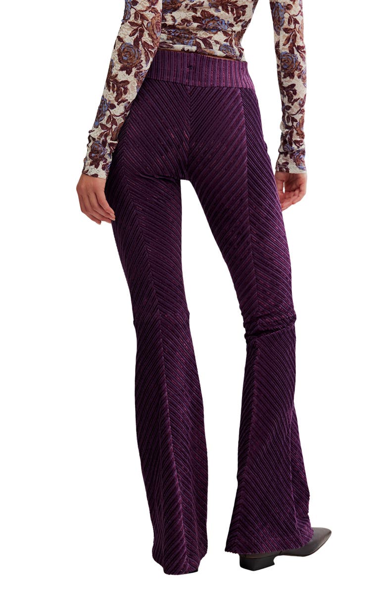 Free People Penny Flare Velvet Pants, Alternate, color, Vintage Grape