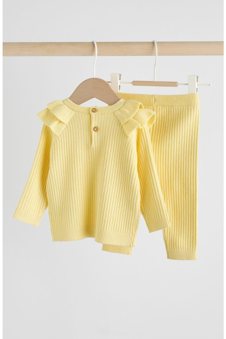 Lemon Ruffle Rib Sweater & Leggings Set, Alternate, color, YELLOW