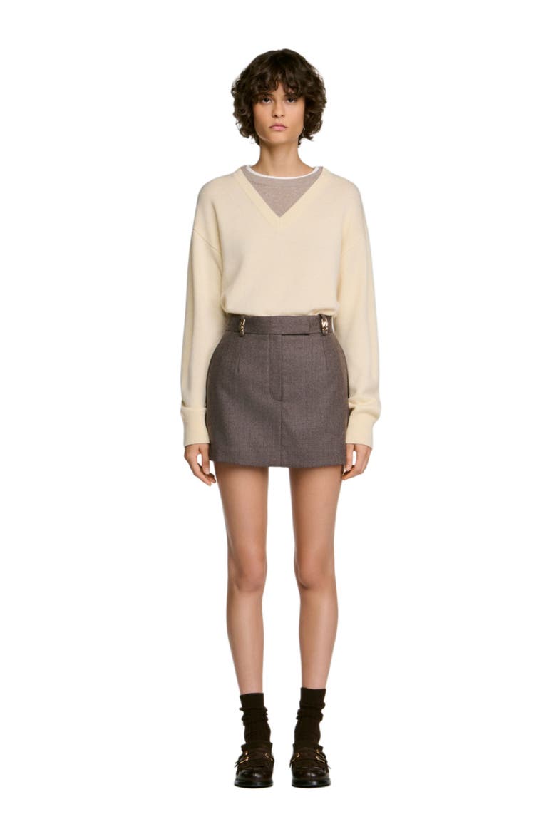 Wool Skort, Main, color, Greige