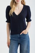 PAIGE Haisley Pointelle Stitch Organic Cotton & Silk Blend Sweater