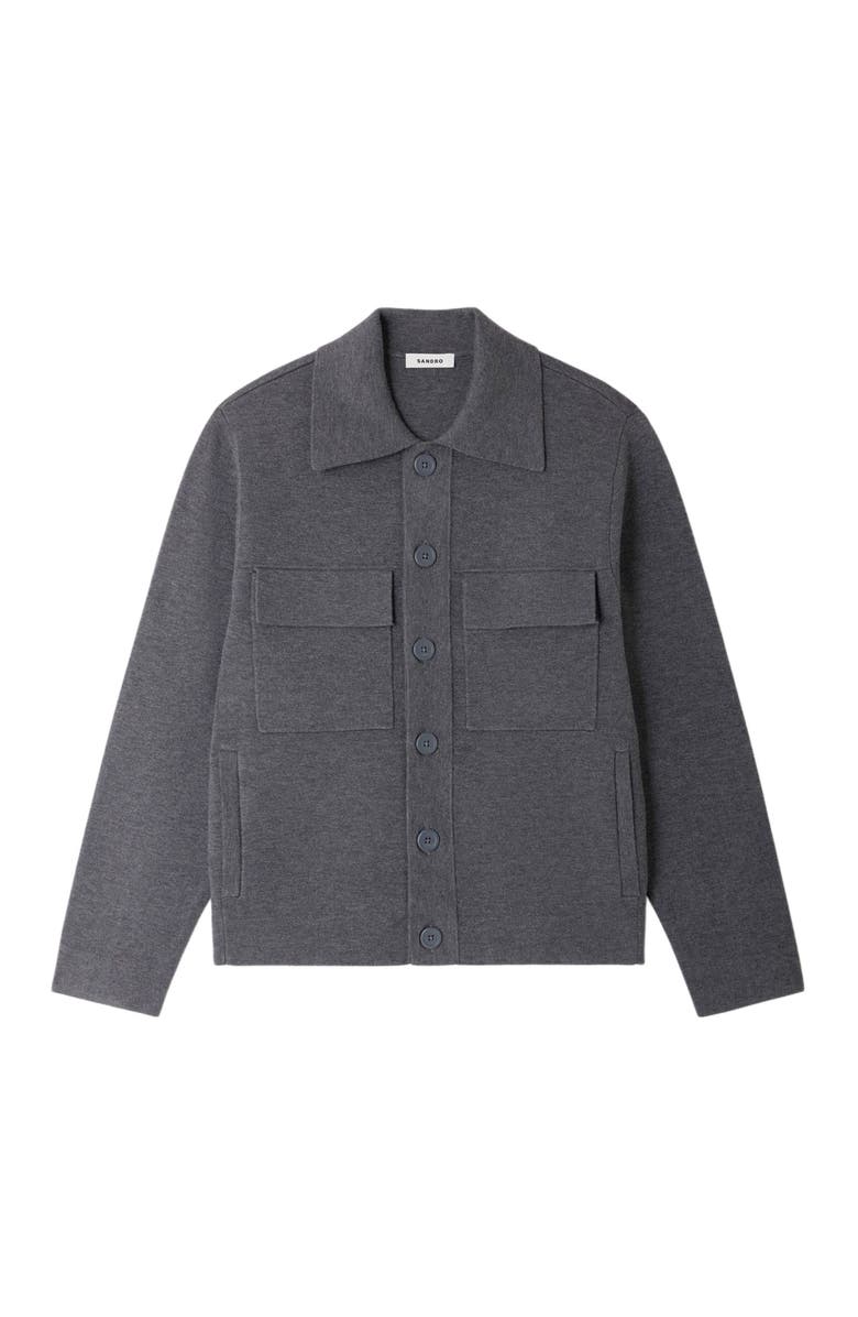 SANDRO Milano knit jacket, Alternate, color, Dark Grey