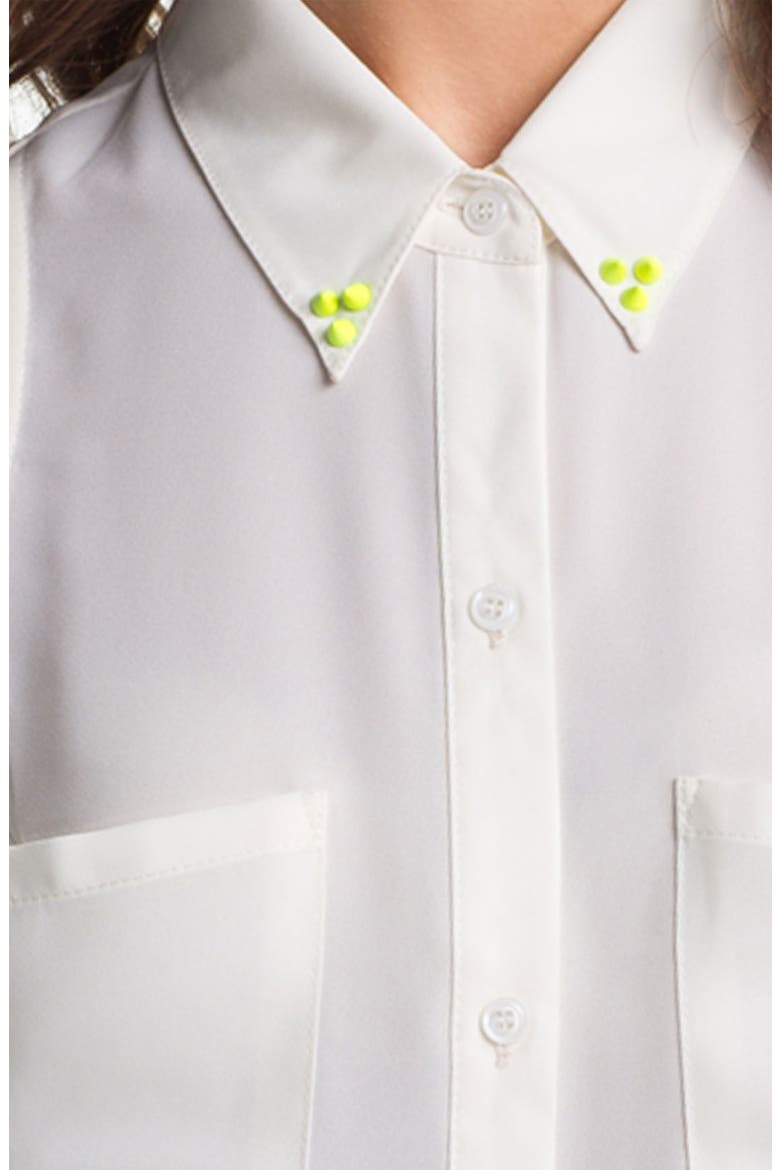 Neon Stud Collar Sleeveless Shirt, Alternate, color, IVORY