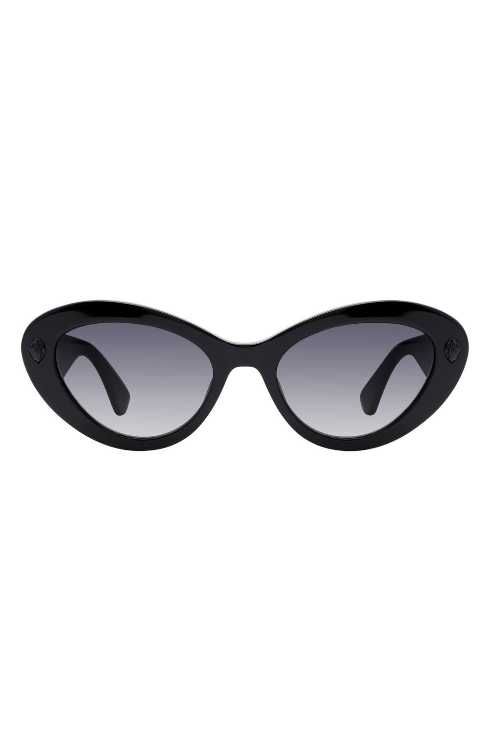 52mm Cat Eye Sunglasses, color, BLACK/ SMOKE GRADIENT