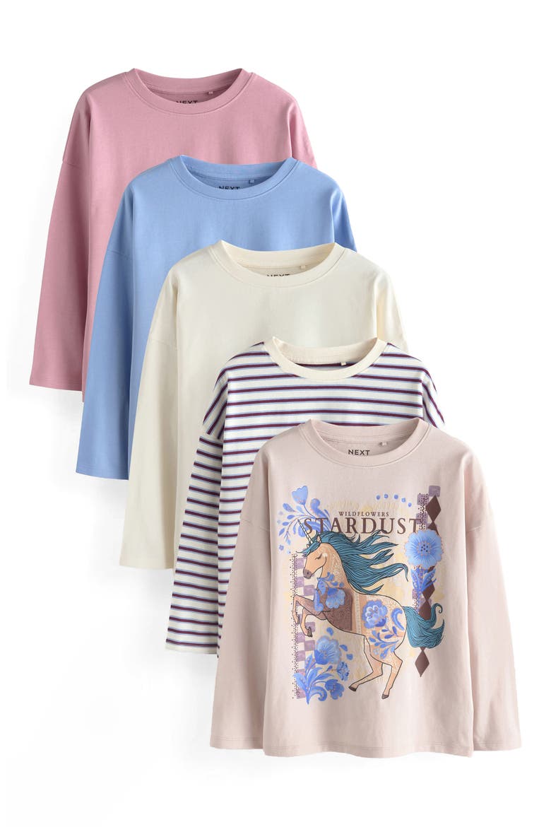 Kids' 4-Pack Long Sleeve Graphic T-Shirts, Main, color, PURPLE